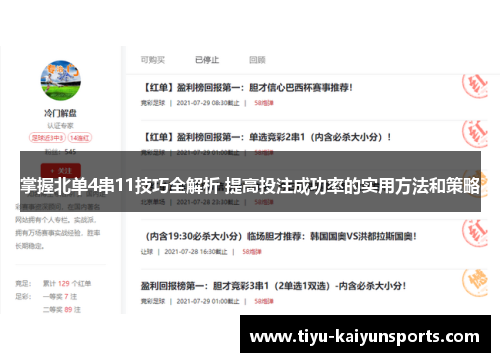 掌握北单4串11技巧全解析 提高投注成功率的实用方法和策略